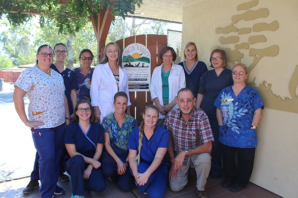 A group photo of the team members outside